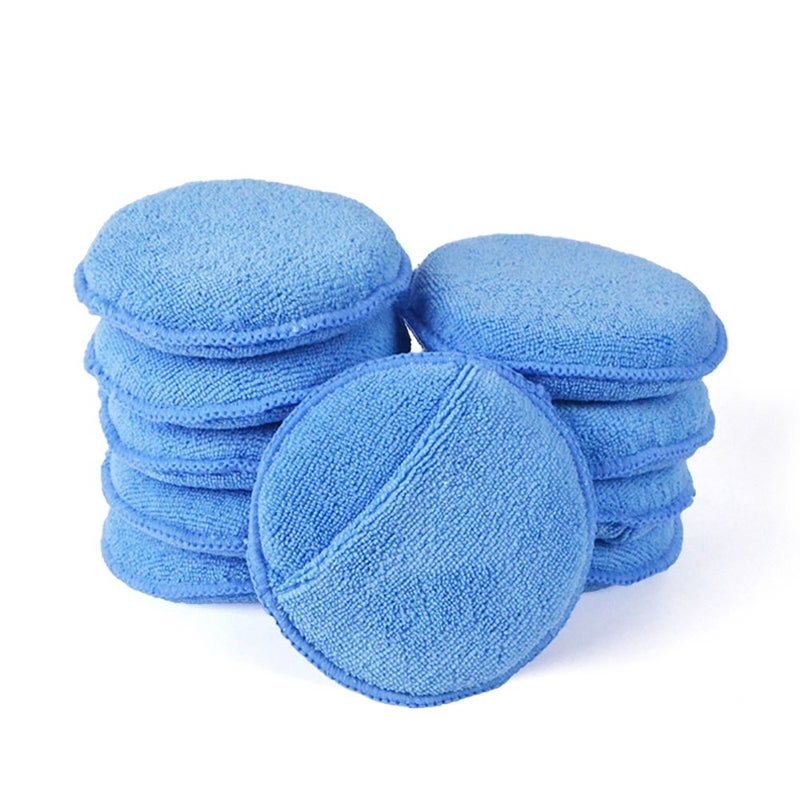 AUTO CARE Microfiber Wax Applicator  AutoCare Ultra-Soft Microfiber Wax Applicator Pads with Finger Pocket Wax Applicator for Cars Wax Applicator Foam Sponge (Blue  5"" Diameter  Pack of 10) - Image 1